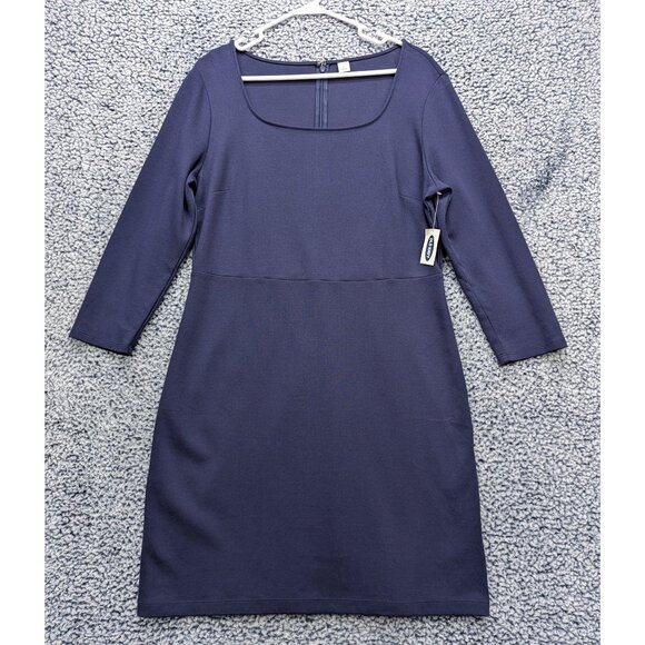 Old Navy Dresses & Skirts - NWT Old Navy Square Neck Midi Dress Size L Bodycon Classic Modest Cocktail Blue